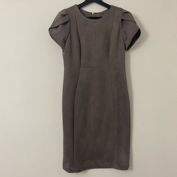 grey faux suede dress Liam Faux Suede Maxi Dress - Dark Chocolate